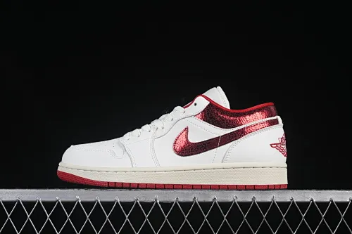 All categories Air Jordan Jordan series basketball shoes Air Jordan 1 Low Air Jordan 1 Low AJ1 Joe 1 white and red low-top cultural and casual sneakers HJ9338-106